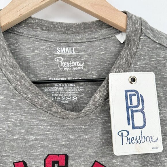NEW Pressbox Chicago Blackhawks Short Sleeve Crop Tee Heather Grey Women's S - Picture 6 of 8